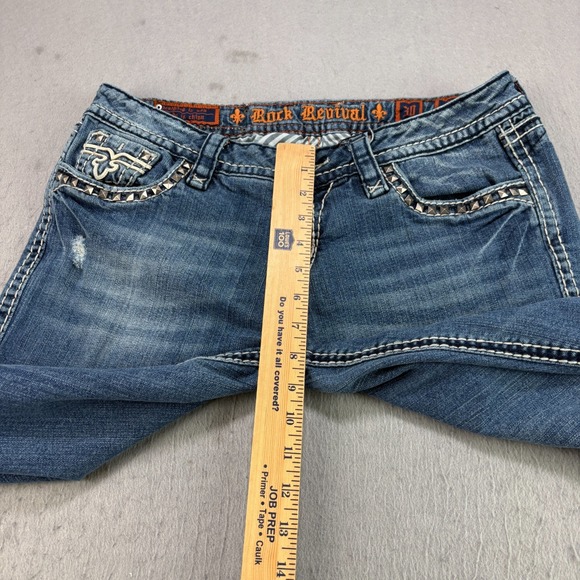 Rock Revival Jeans Womens 30 Blue Bootcut Embroidered Embellished Distressed - Picture 9 of 15